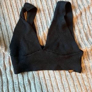 black knit crop top
